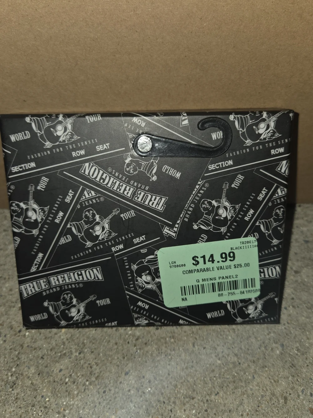 True Religion Embossed Black Leather Wallet